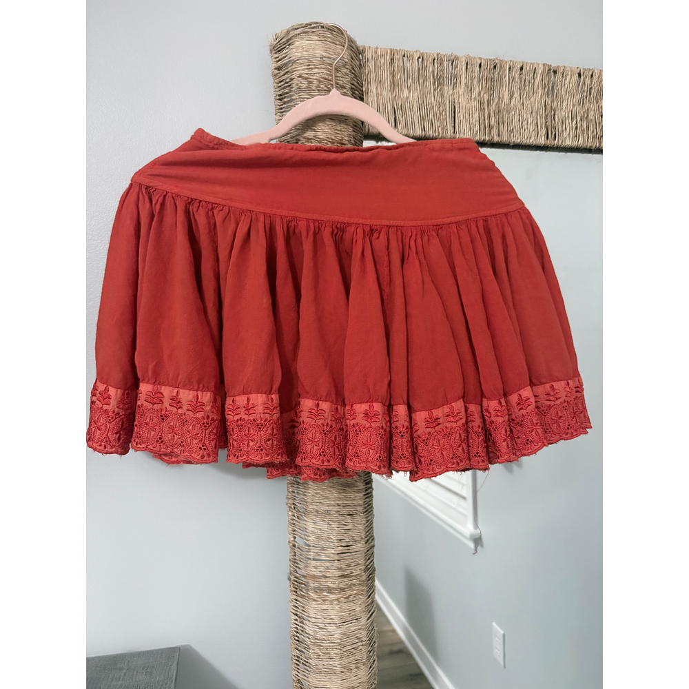 Free People Orange Embroidered Skirt